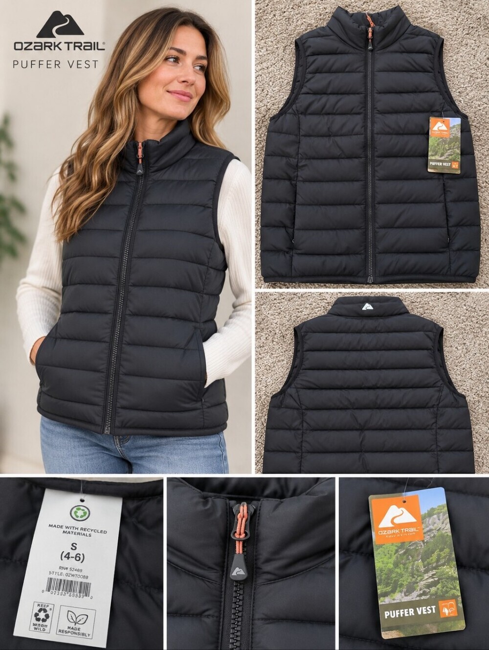 Ozark Trail Black Puffer Vest